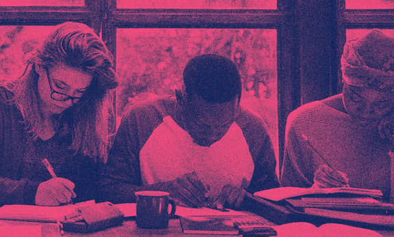 3 student studying side by side