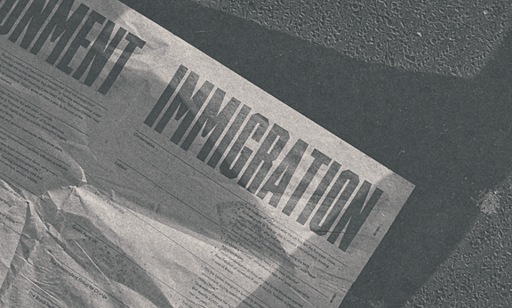 A front-page of a newspaper with a heading "permanent immigration".